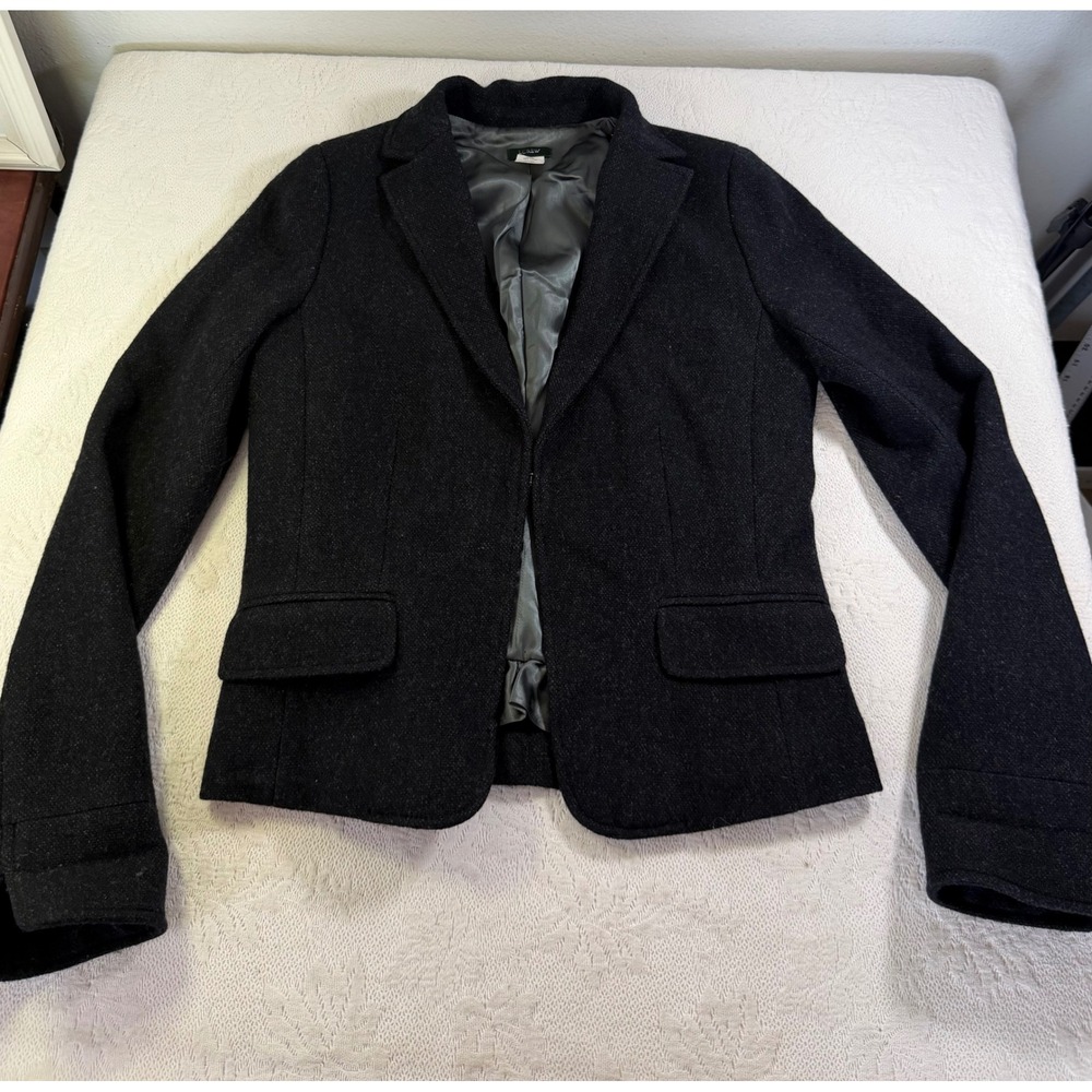 J.Crew Womens 8T Charcoal Gray 100% Wool Blazer Jacket Style 97814 FA08